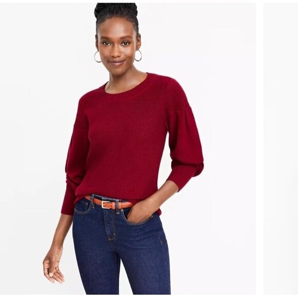 Ann Taylor Loft Honeycomb Stitch Sweater Maroon Size XL Classic Preppy New - Picture 1 of 11